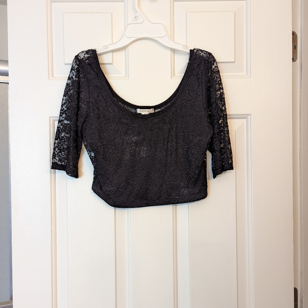 Black lace crop top